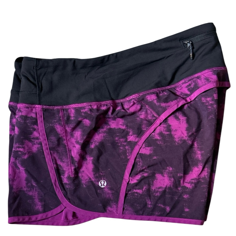 Lululemon Women’s Run Times Shorts Sz 10 Breezie Regal Plum Tie Dye Running Gym - Picture 2 of 9